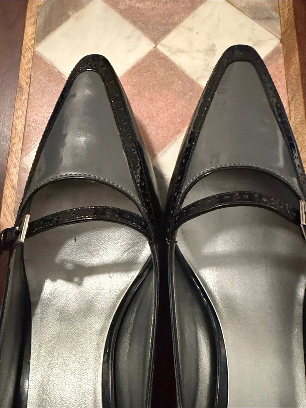 Anne Klein Black Patent Pointed Mary Jane Pumps